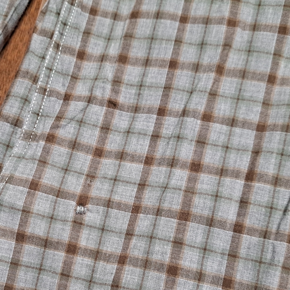 Hugo  Boss Orange Label Men's Button Down Shirt Gray Brown Check Size XL - Picture 6 of 7